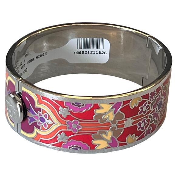 NEW Johnny Was Red Saba HINGED BRACELET Bangle Silver M/L Boho Chic Floral NWT - Picture 5 of 9
